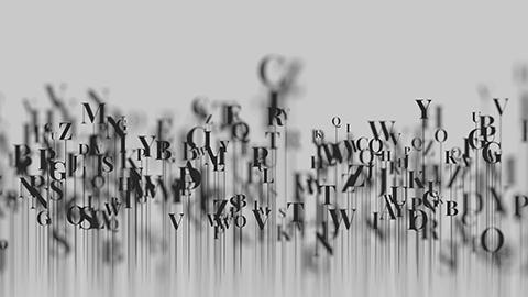 Image of letters floating in the foreground and background.